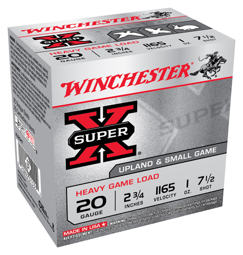 WINCHESTER SUPER-X 20GA 2.75" 1165FPS 1OZ #7.5 250RD CASE LT - for sale
