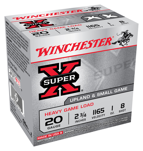 WINCHESTER SUPER-X 20GA 2.75" 1OZ #8 1165FPS 250RD CASE LOT - for sale